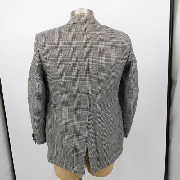 Mens Gray Glen Plaid 2 Button Wool Sport Coat Size 42 Wellington Clothes Vintage - Picture 3 of 7